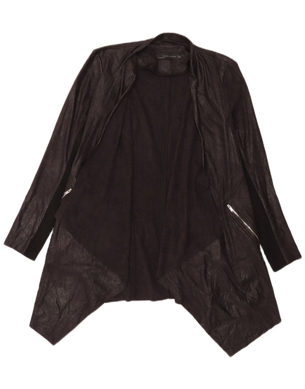 Zara Dame Asymmetrisk Cardigan Top UK 14 Medium Sort Colourblock