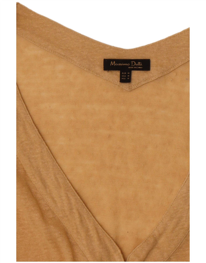 Massimo Dutti Dame Kortærmet Cardigan Top UK 14 Medium Beige