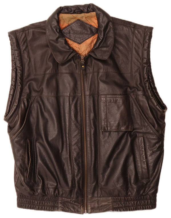 Prince Herre Læder Gilet IT 54 2XL Sort