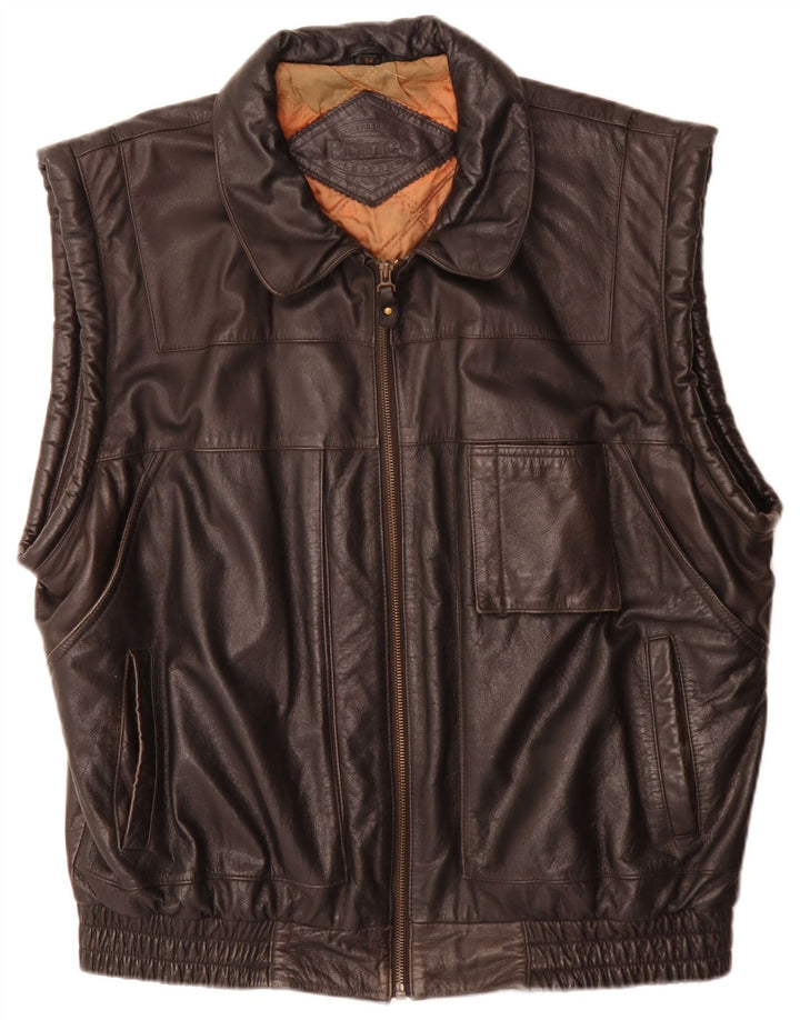 Prince Herre Læder Gilet IT 54 2XL Sort