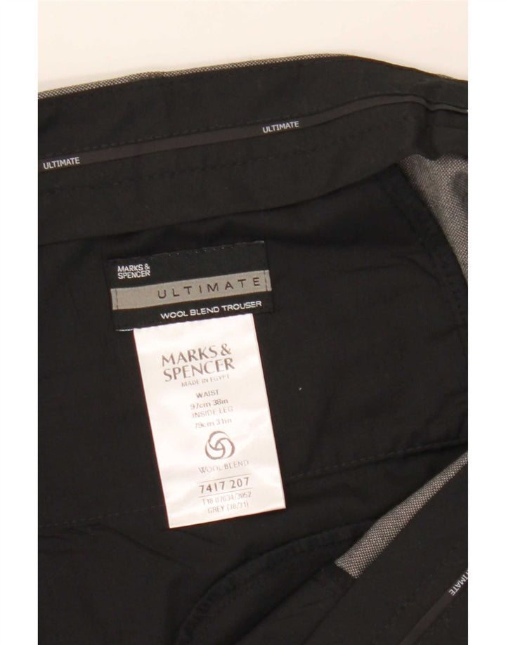 Marks & Spencer Herre Ultimate Pegged Suit Bukser W38 L31 Grå Polyester