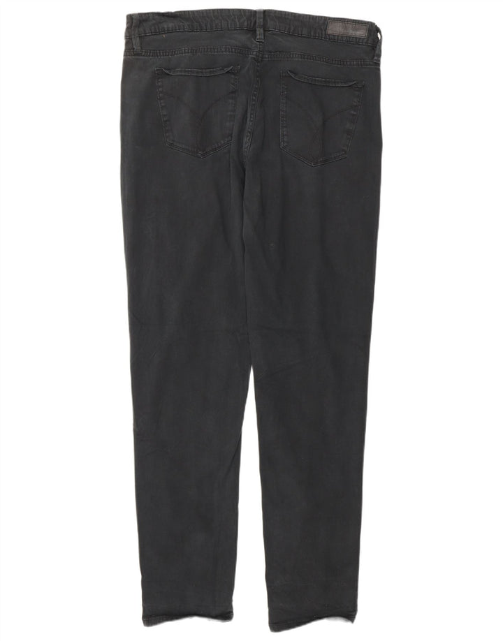CALVIN KLEIN Dame Slim Jeans US 14 XL W34 L32 Sort Bomuld
