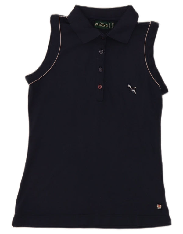 Chervo Dame ærmeløs poloshirt IT 40 Small Navy Blue Polyamid Sports