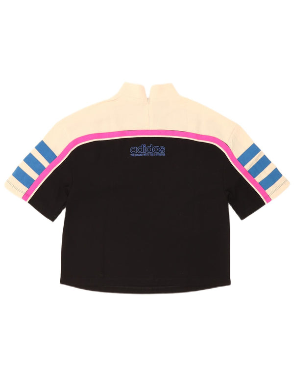 Adidas Womens Three Stripes Crop Graphic T-Shirt Top UK 6 XS Black