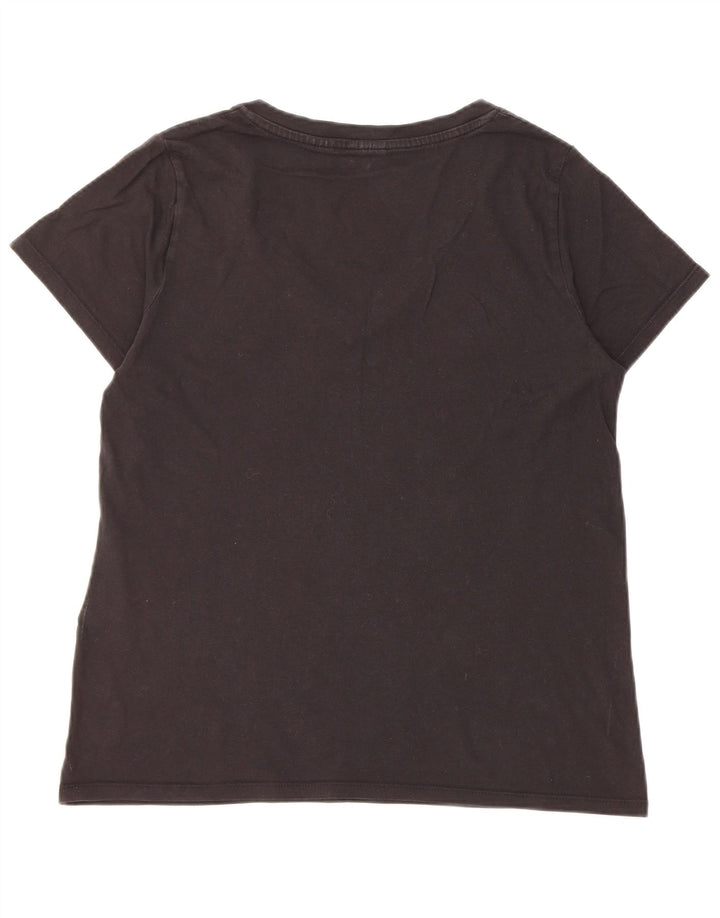 Levi's Dame T-Shirt Top UK 14 Medium Sort Bomuld
