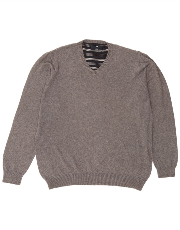 Marks & Spencer Herre Blue Harbor V-hals sweater Stor grå bomuld