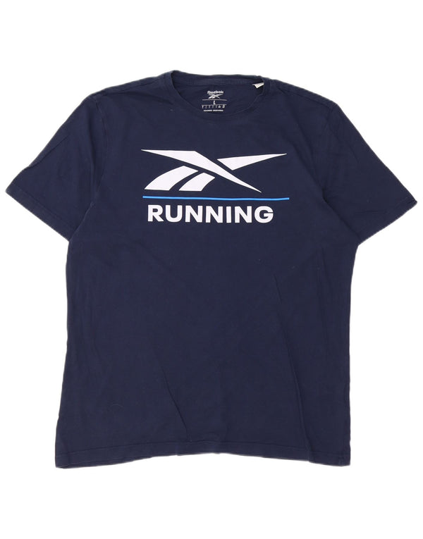 REEBOK Herre grafisk T-shirt Top Stor marineblå bomuld