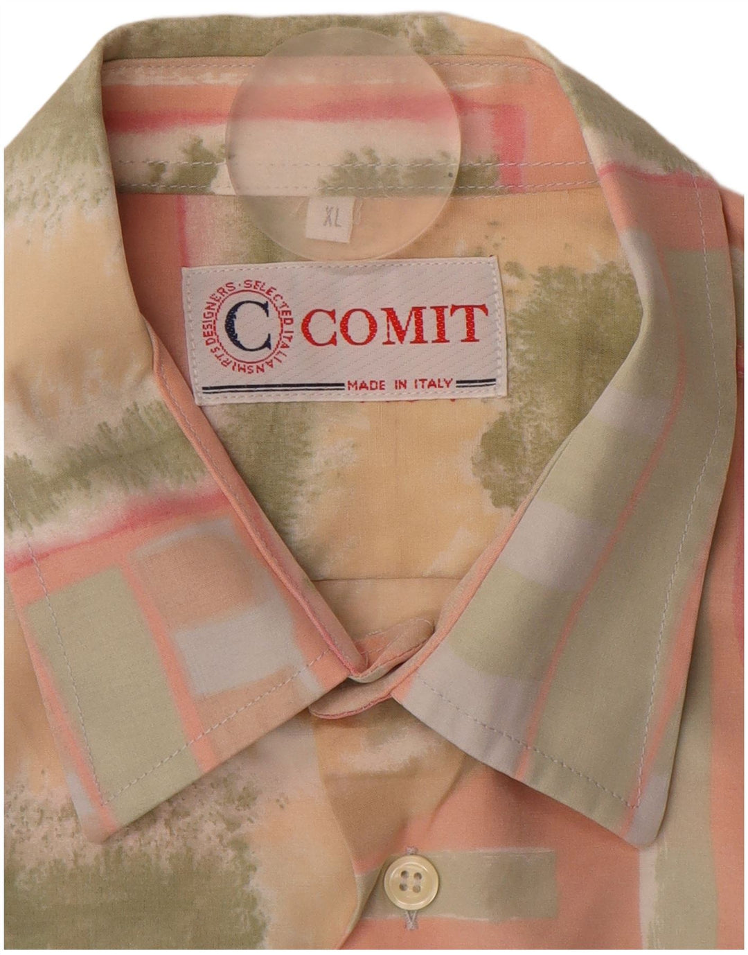 VINTAGE Kortærmet Herreskjorte XL Pink Patchwork Viscose