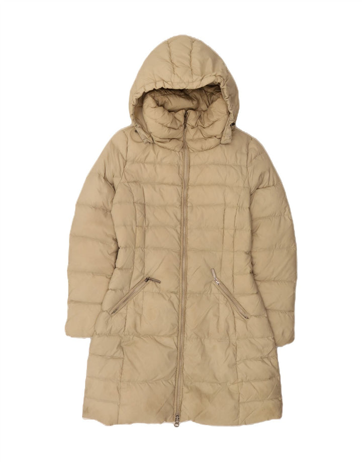 BENETTON Womens Hooded Padded Coat IT 42 Medium Beige Nylon Vintage Benetton and Second-Hand Benetton from Messina Hembry 
