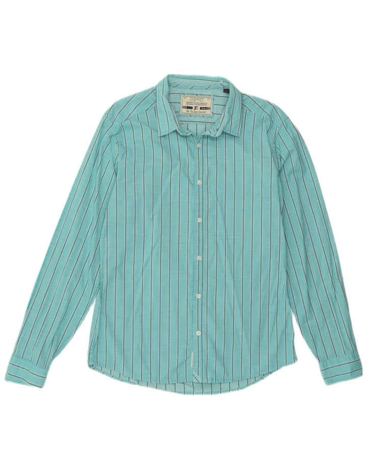 ESPRIT Herre Slim Fit skjorte Medium turkis nålestribet