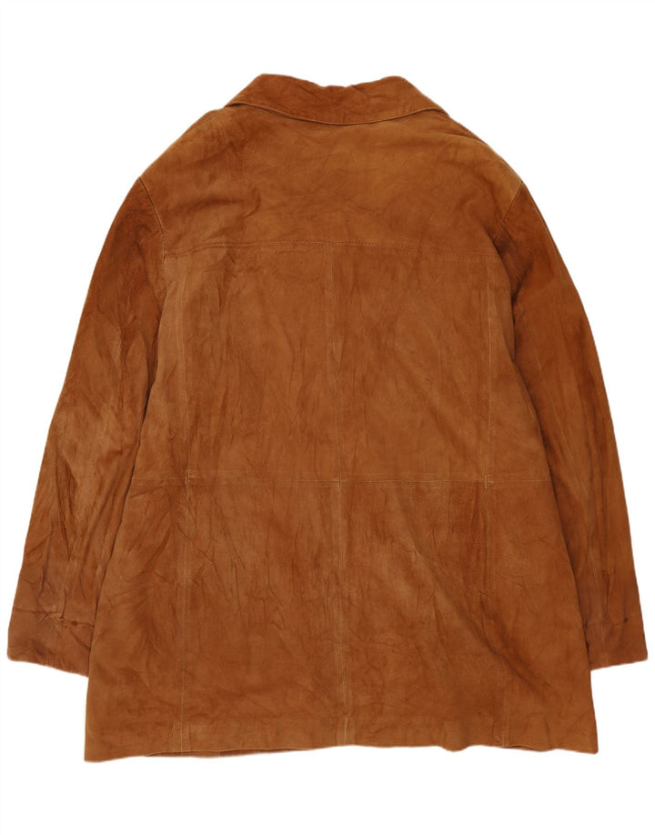 VINTAGE Dame Ruskind Overfrakke UK 20 2XL Beige Læder