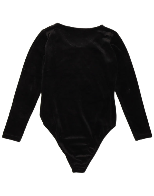 GIANI FEROTI Womens Velvet Bodysuit UK 14 Medium Black Polyester