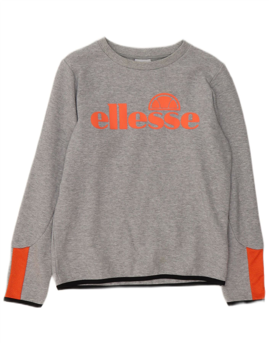 ELLESSE Grafisk Sweatshirt-trøje til kvinder UK 14 Stor, grå flækket bomuld