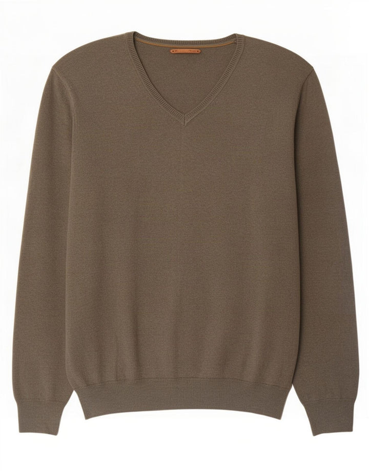 Massimo Dutti Herre V-hals sweater Stor Khaki