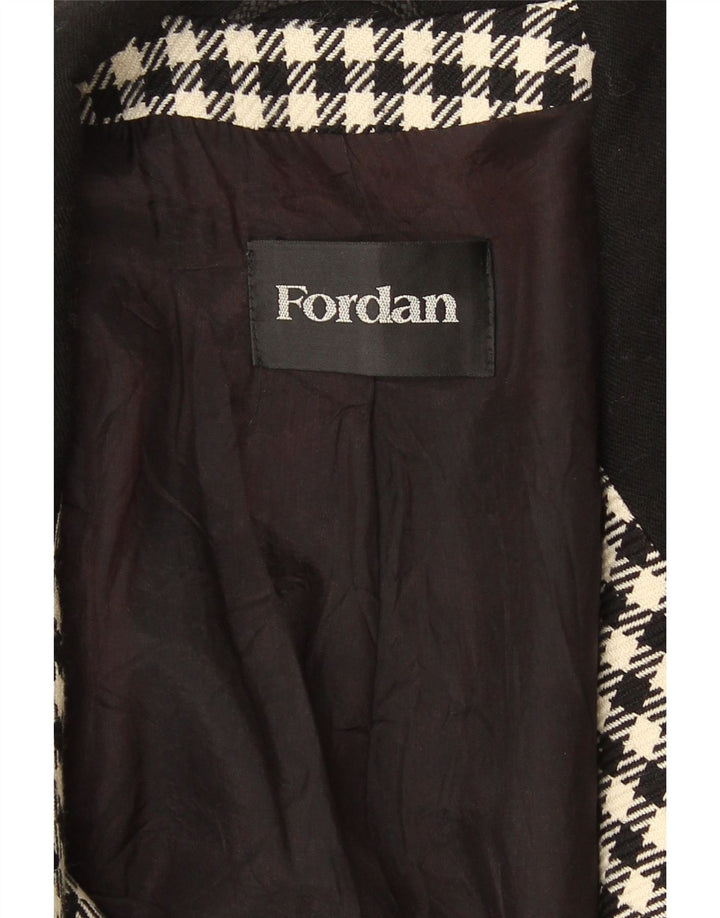 Vintage Dame Loose Fit Dobbeltradet Frakke EU 36 Small Black Houndstooth