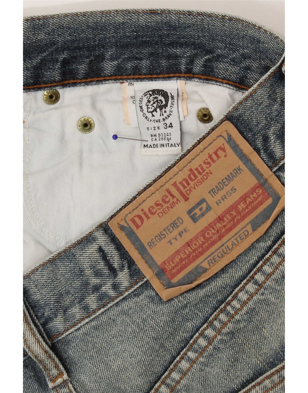 Diesel Herre Distressed Straight Jeans W34 L31 Blå Bomuld