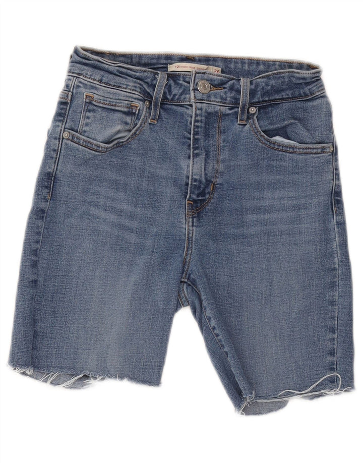 Levi's Womens 721 High Rise denimshorts W26 Små blå bomuld