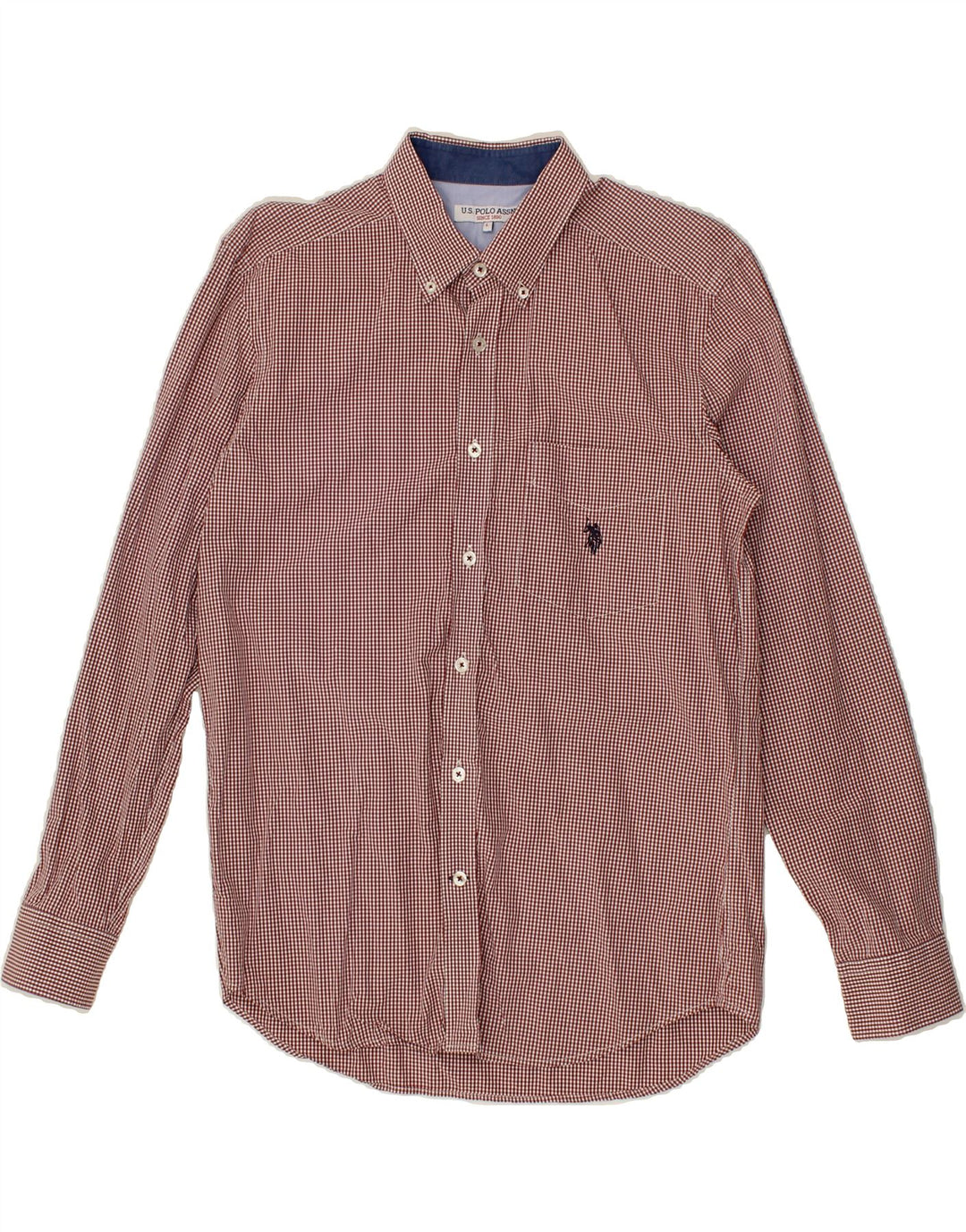U.S. POLO ASSN. Mens Shirt Large Maroon Gingham Cotton Vintage U.S. Polo Assn. and Second-Hand U.S. Polo Assn. from Messina Hembry 
