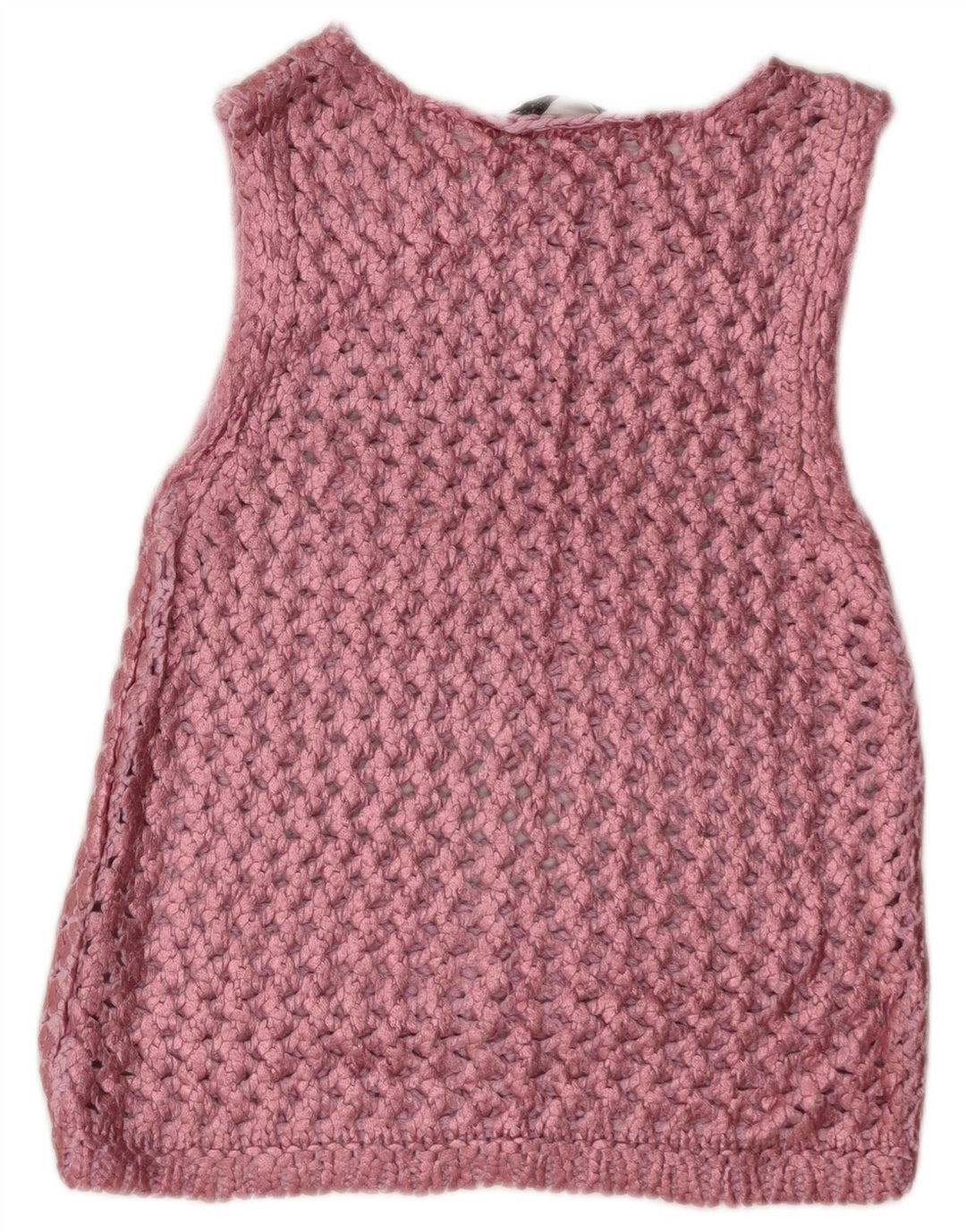 Zara Dame Ærmeløs Hæklet Bluse Top UK 8 Small Pink