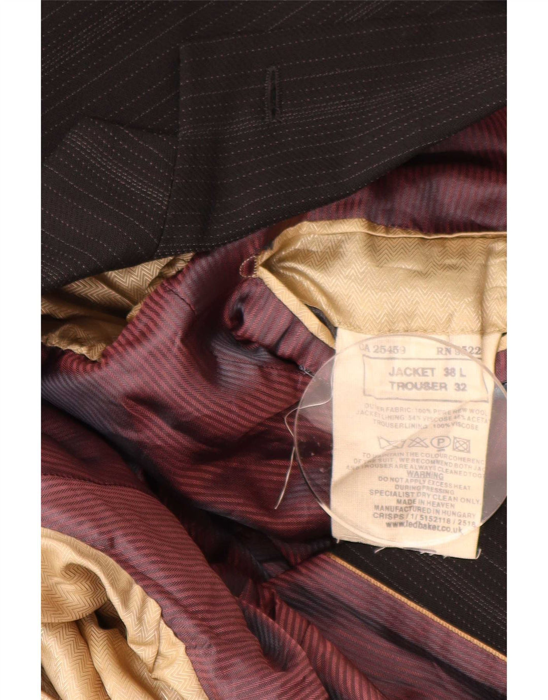 Ted Baker Herre 2 Button Blazer Jacket UK 38 Medium Sort Stribet Ny Uld