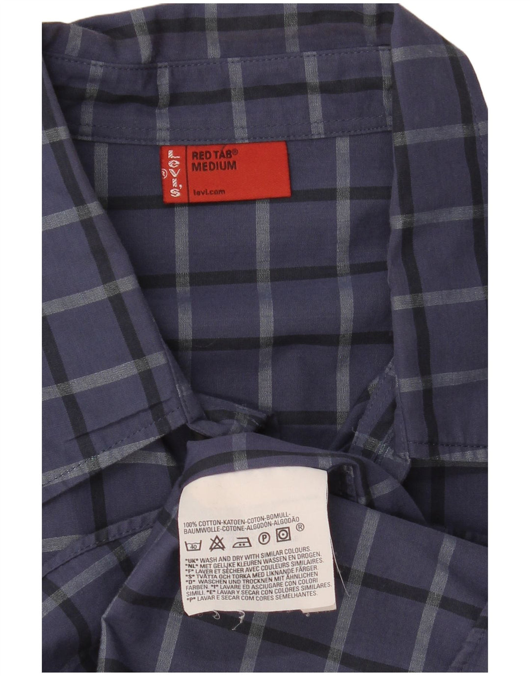 Levi's herreskjorte medium marineblå ternet bomuld