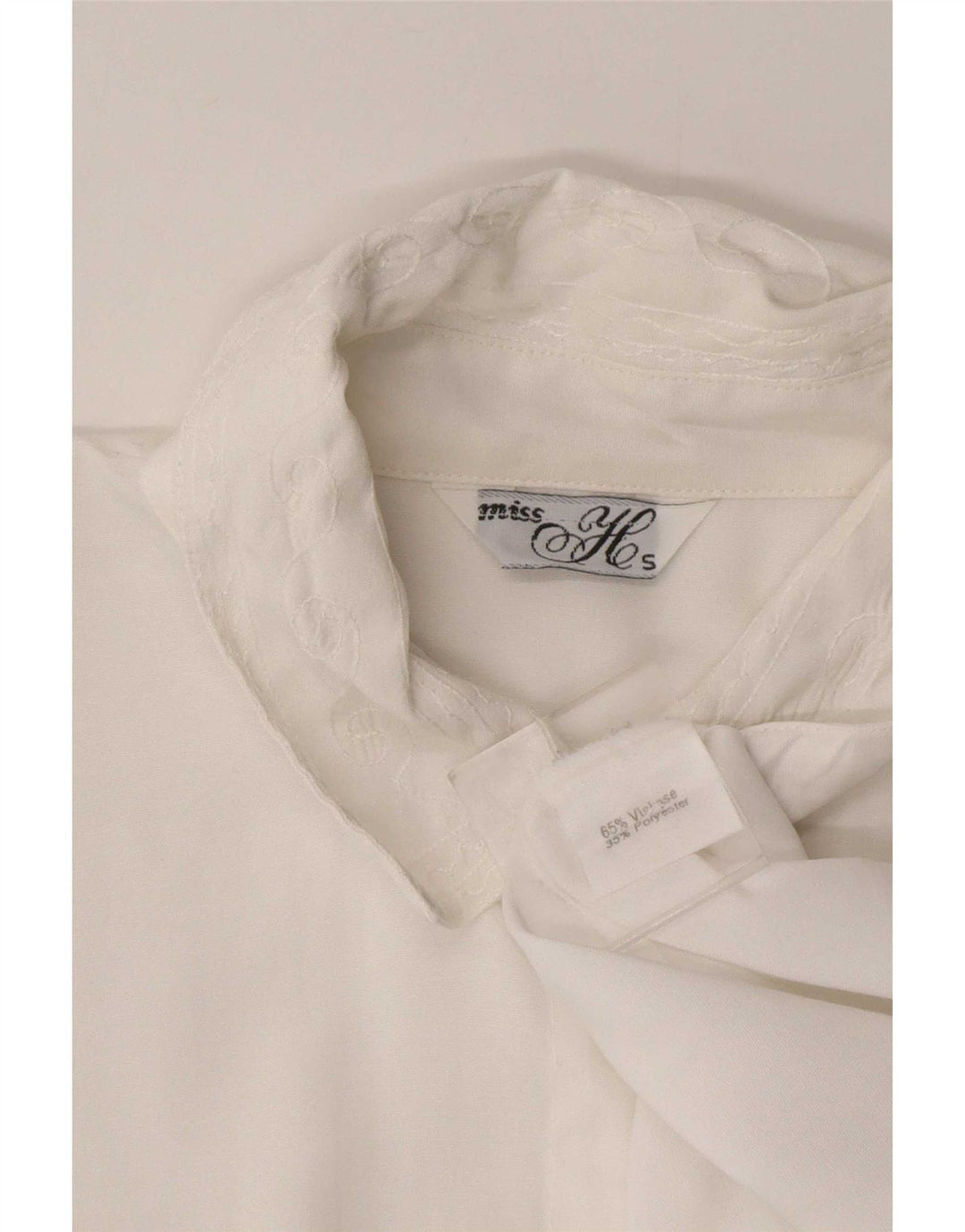 Vintage oversize skjortebluse til kvinder UK 10 Small White Viscose