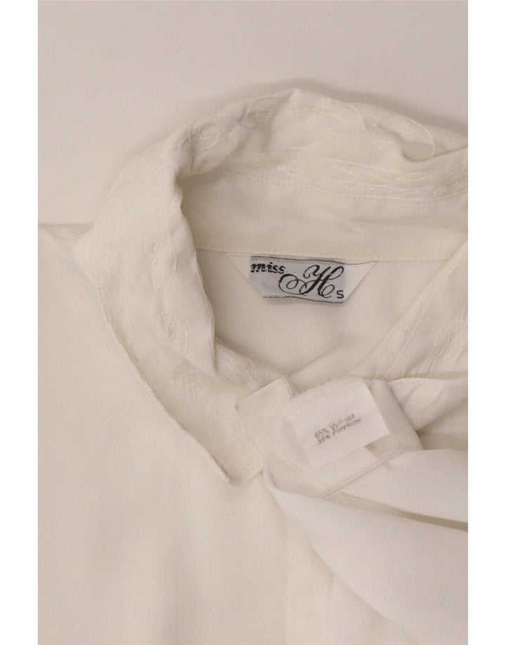 Vintage oversize skjortebluse til kvinder UK 10 Small White Viscose