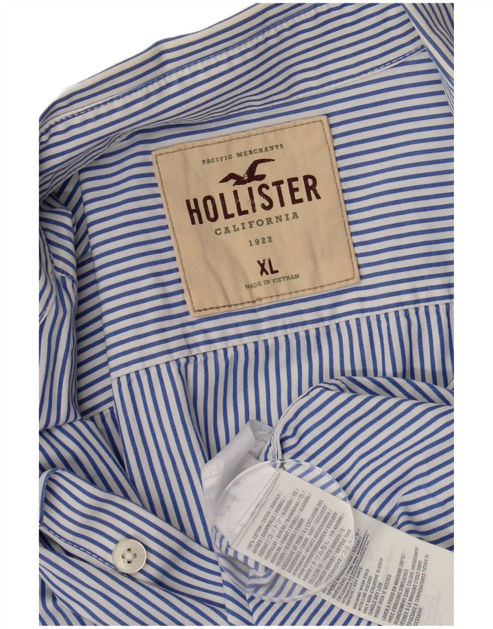 Hollister herreskjorte XL blå nålestribet bomuld