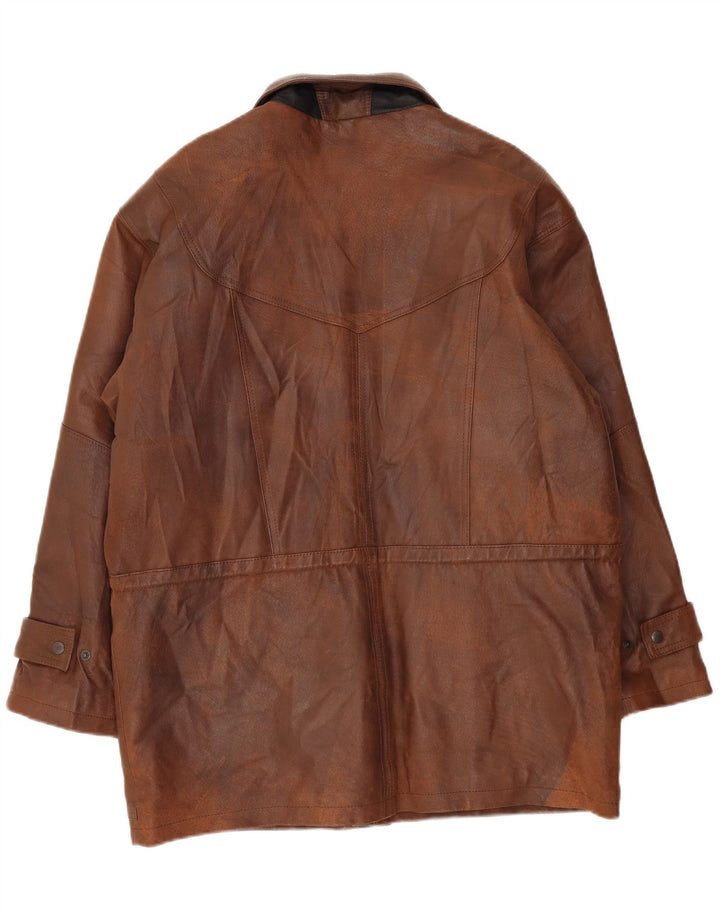 C&A Herre Læder Windbreaker Coat UK 42 XL Brun Læder