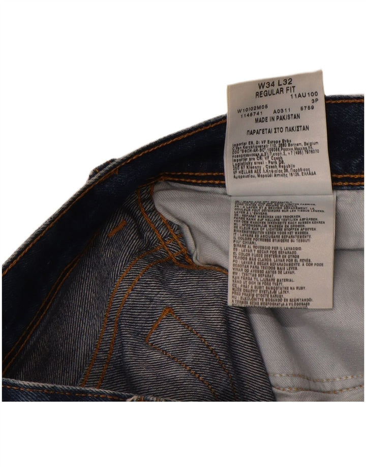 Wrangler Herre Regular Fit Straight Jeans W34 L32 Blå Bomuld