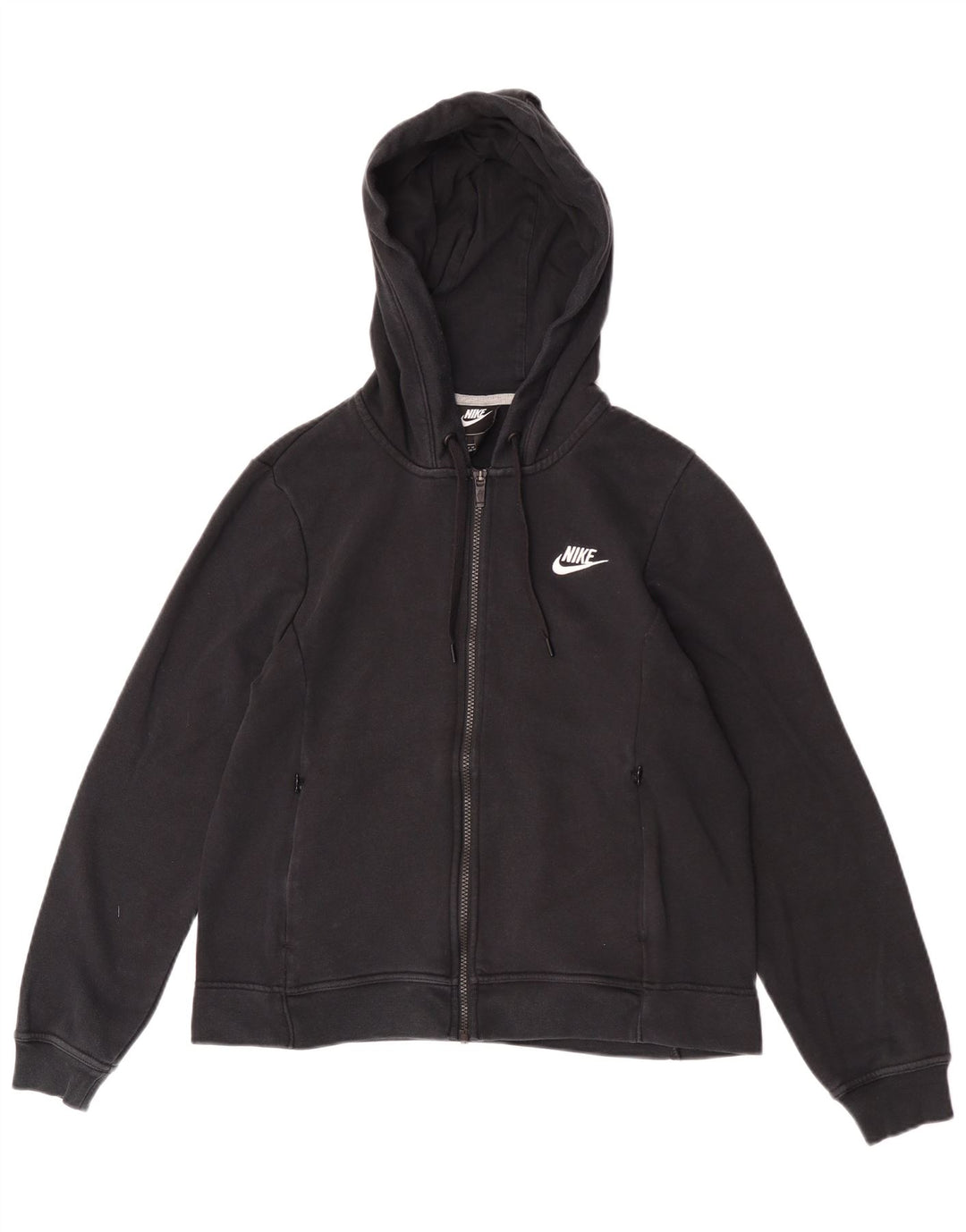 Nike hættetrøje med lynlås til kvinder UK 14 Medium Sort bomuld