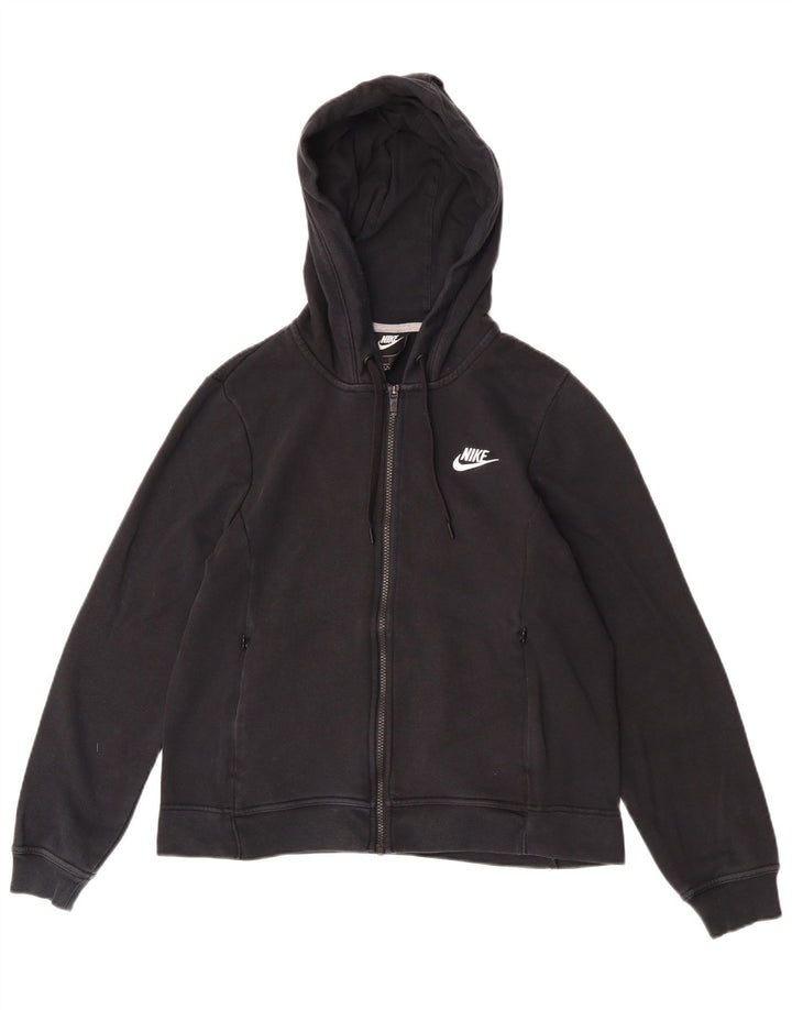 Nike hættetrøje med lynlås til kvinder UK 14 Medium Sort bomuld
