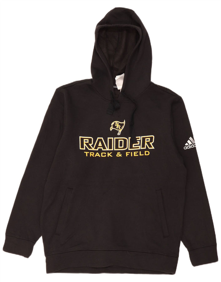 ADIDAS Herre Raiders Grafisk hættetrøje Jumper Stor sort bomuld