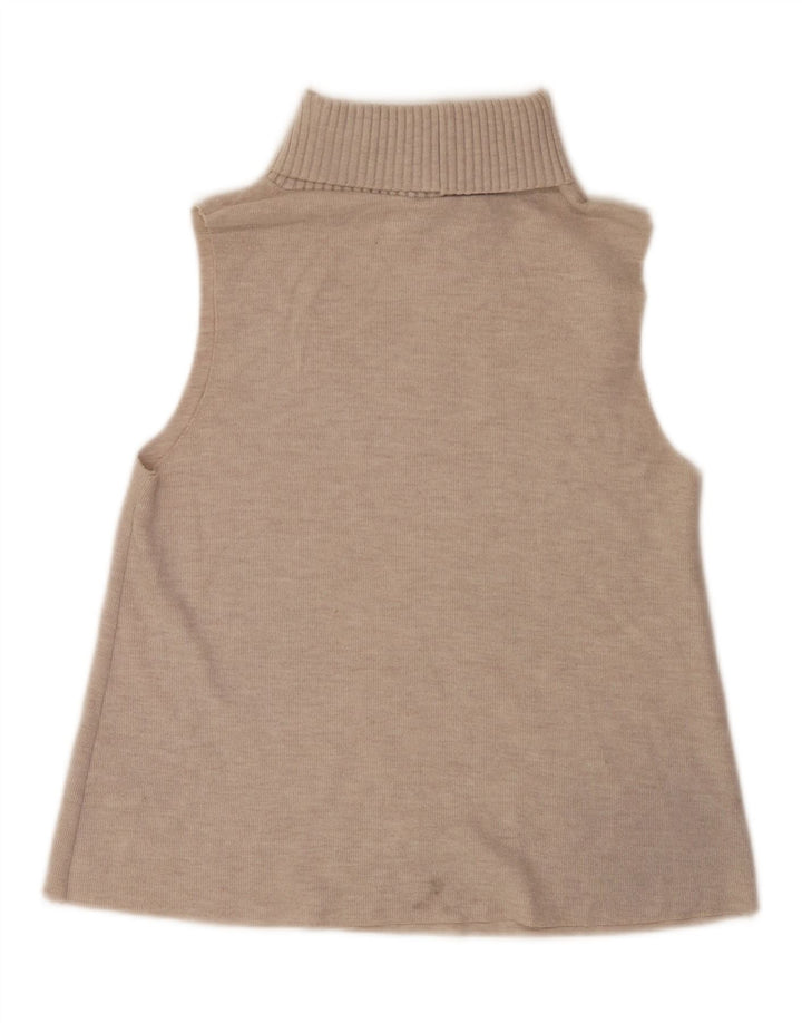 Zara Dame Roll Neck Vest Top UK 12 Medium Beige
