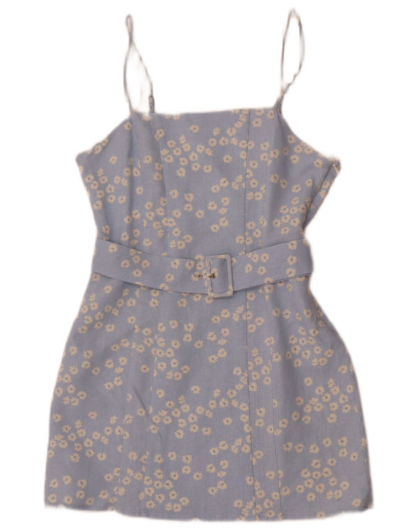Zara Womens Sleeveless Off Shoulder Dress UK 12 Medium Blue Floral