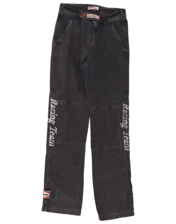 Vintage Herre Grafisk Moto Racer Casual Bukser IT 46 Small W30 L34 Grå