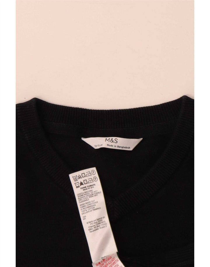 Marks & Spencer Boys V-hals sweater 12-13 år sort bomuld