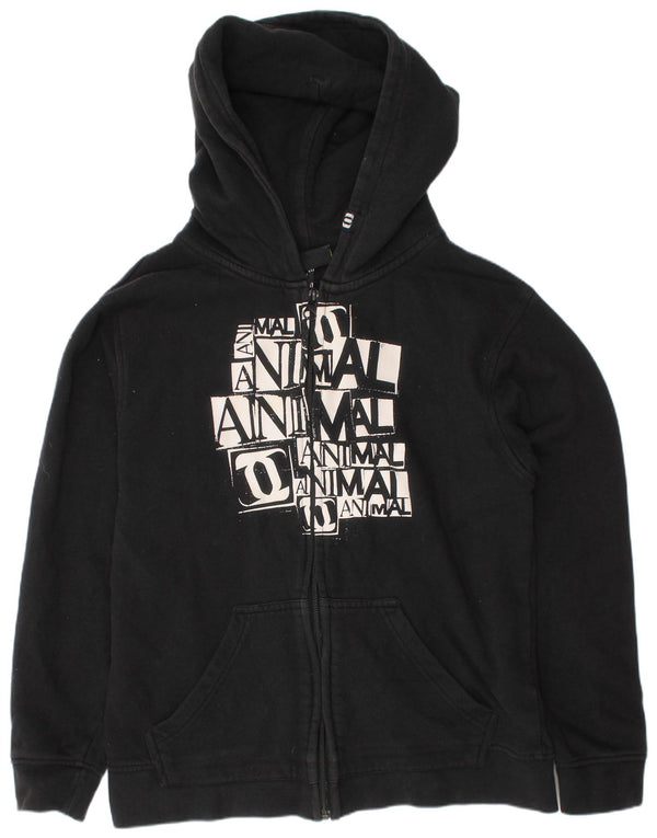 Animal Boys Graphic Zip Hoodie Sweater 11-12 Years Small Black Cotton