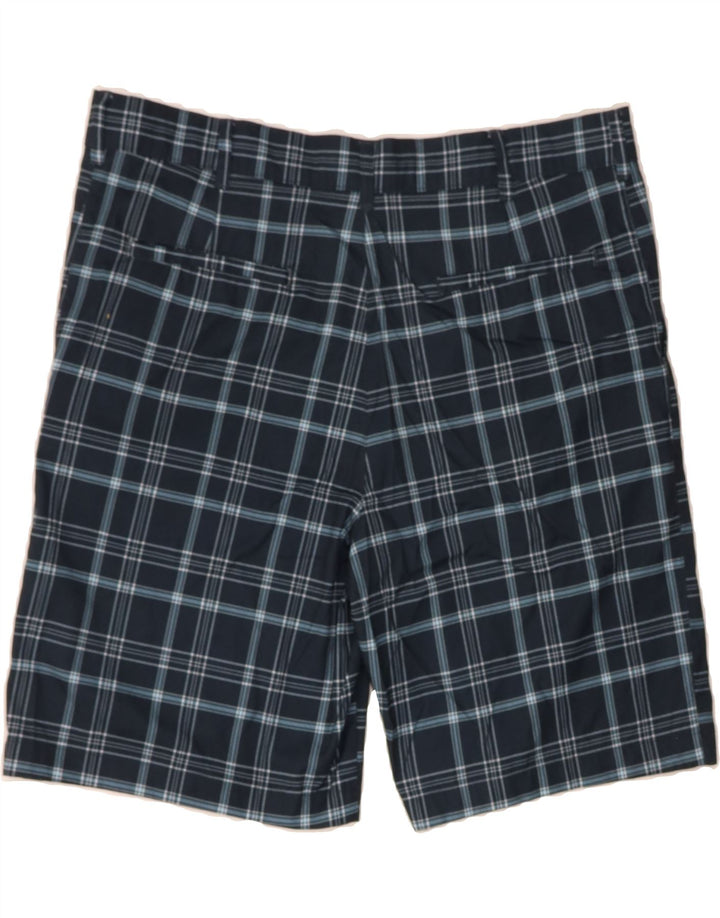 RUSSELL ATHLETIC Mens Chino Shorts W36 Large  Navy Blue Check Polyester Vintage Russell Athletic and Second-Hand Russell Athletic from Messina Hembry 