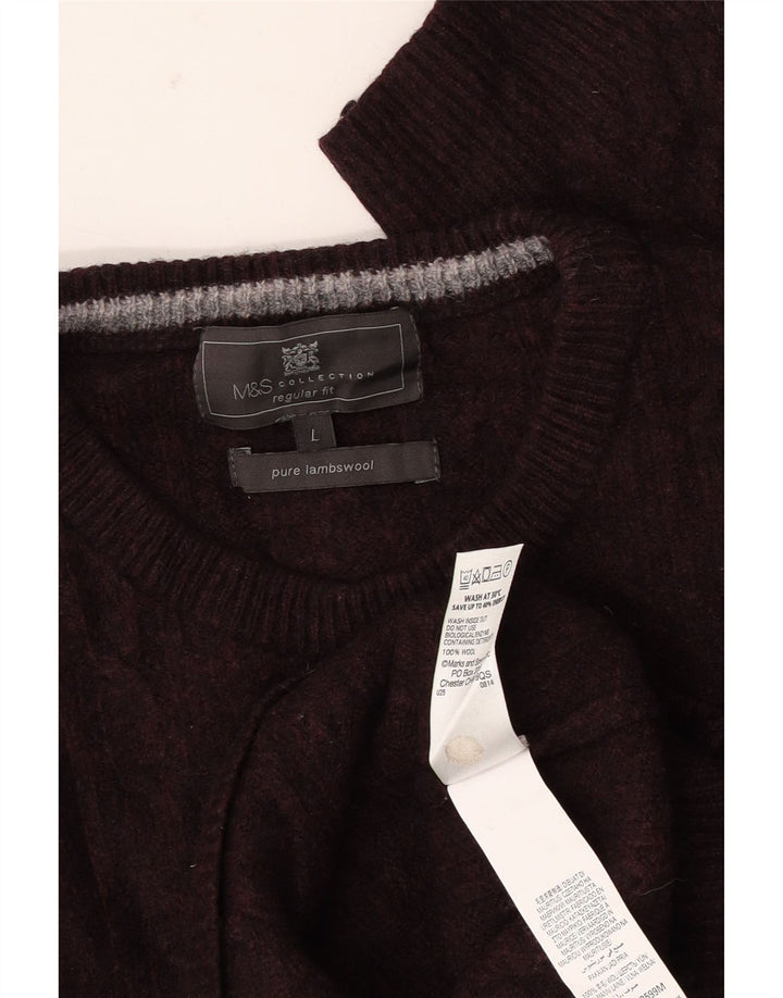 Marks & Spencer Herre Regular Fit Crew Neck trøje Sweater Large Burgundy