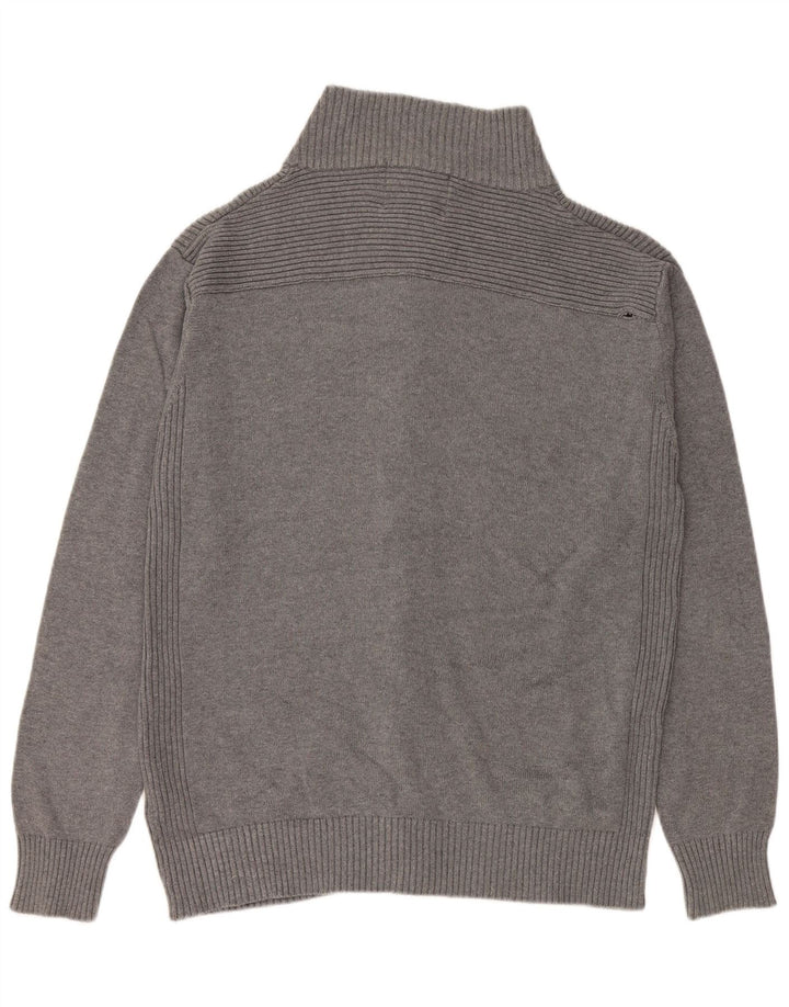 JACK & JONES Mens Cardigan Sweater Medium Grey Cotton