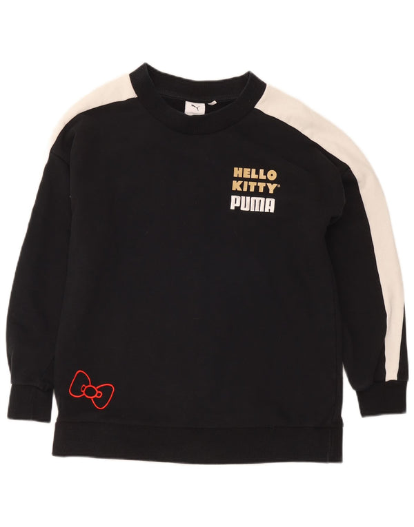 Puma Girls Hello Kitty Grafisk Sweatshirt Jumper 13-14 år XS Sort