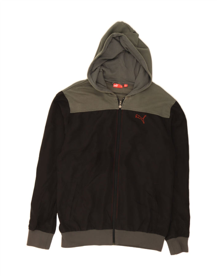 PUMA Mens Graphic Zip Hoodie Sweater Medium Black Colourblock Polyester Vintage Puma and Second-Hand Puma from Messina Hembry 