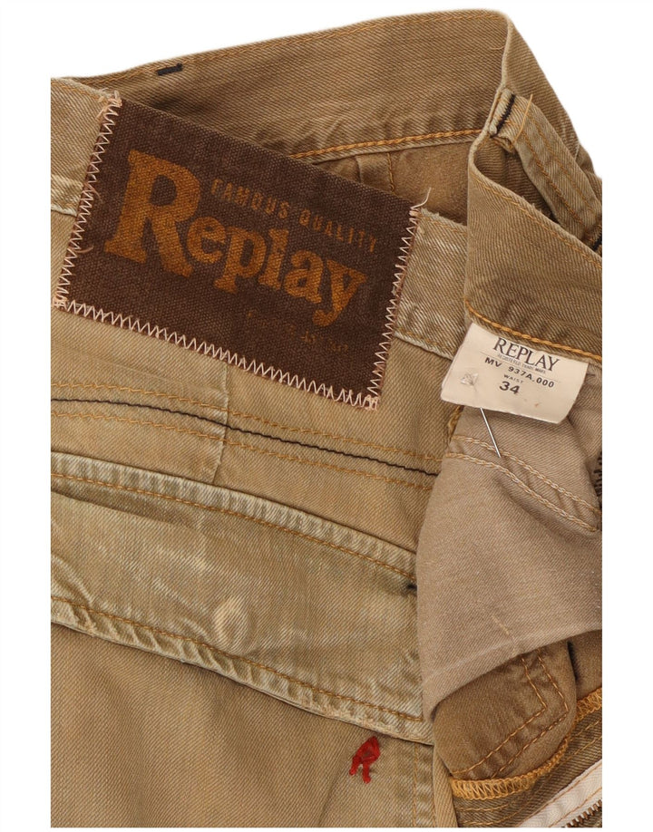 Replay Herre Bermuda Shorts W34 Stor Beige Bomuld
