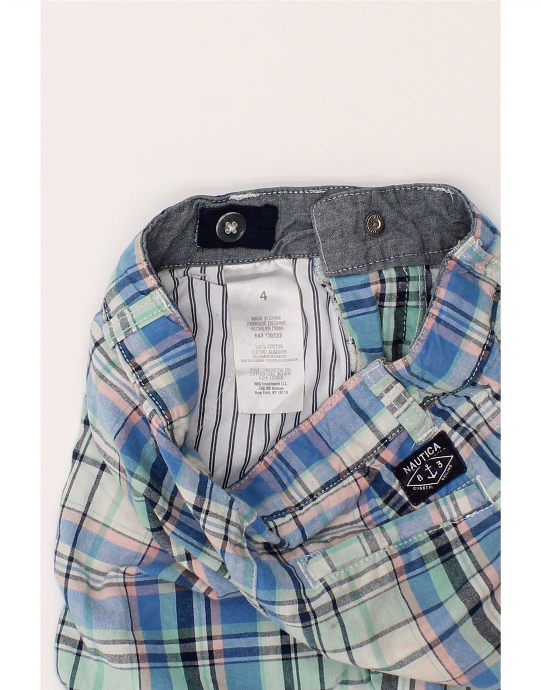 NAUTICA Boys Chino Shorts 3-4 Years W20  Blue Check Cotton Vintage Nautica and Second-Hand Nautica from Messina Hembry 