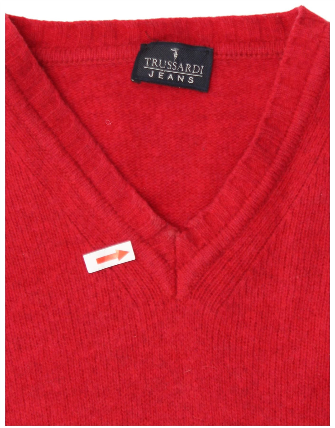 Trussardi Herre V-hals sweater Medium Rød Uld