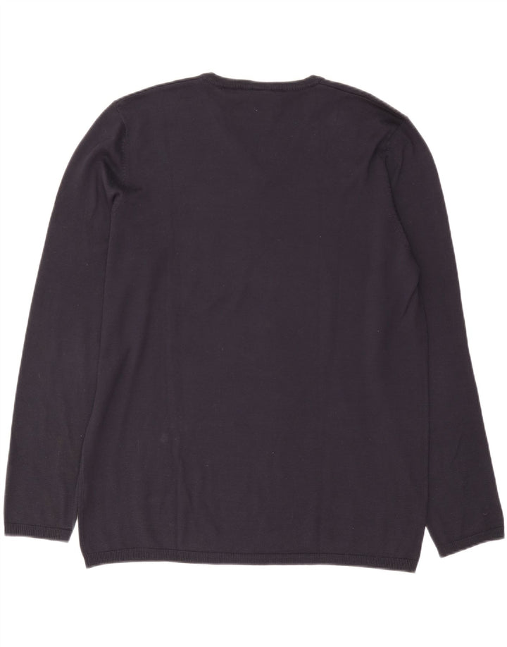Dkny Herre V-hals sweater XL Marineblå Silke