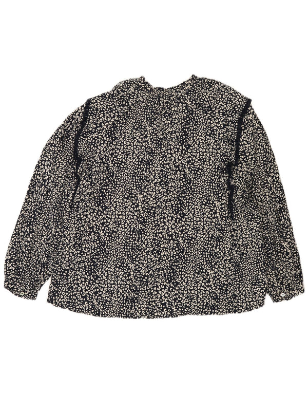 Marks & Spencer Dame Langærmet Bluse Top UK 22 3XL Sort Animal Print