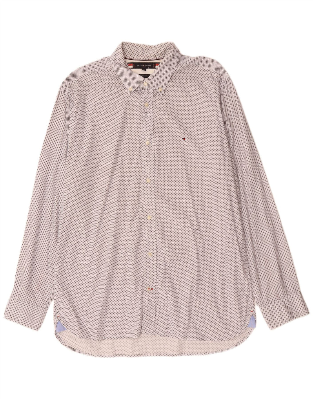TOMMY HILFIGER Herre Regular Fit skjorte XL Hvid plettet bomuld