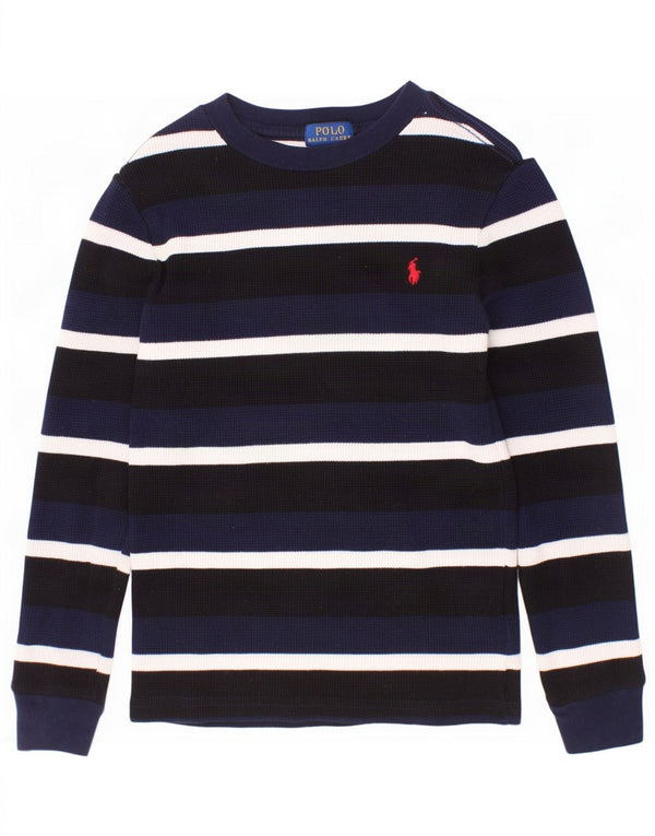 Polo Ralph Lauren Boys Top Long Sleeve 6-7 Years Navy Blue Striped Cotton